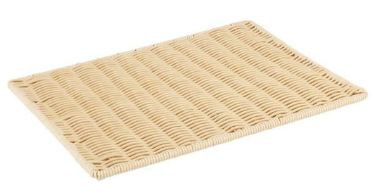 Rechteckiges, geflochtenes Tablett, beige.