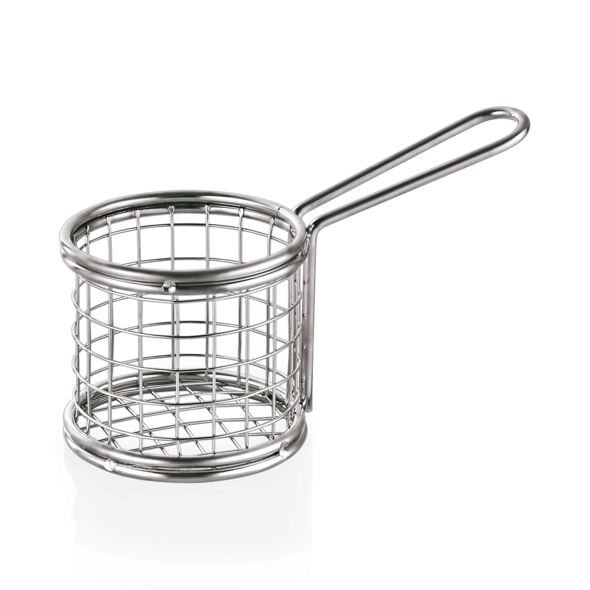 Metallkorb mit Griff für Pommes.