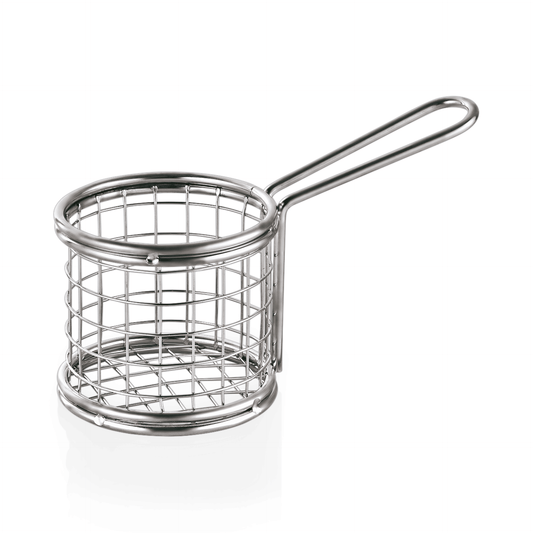 Metallkorb mit Griff für Pommes.