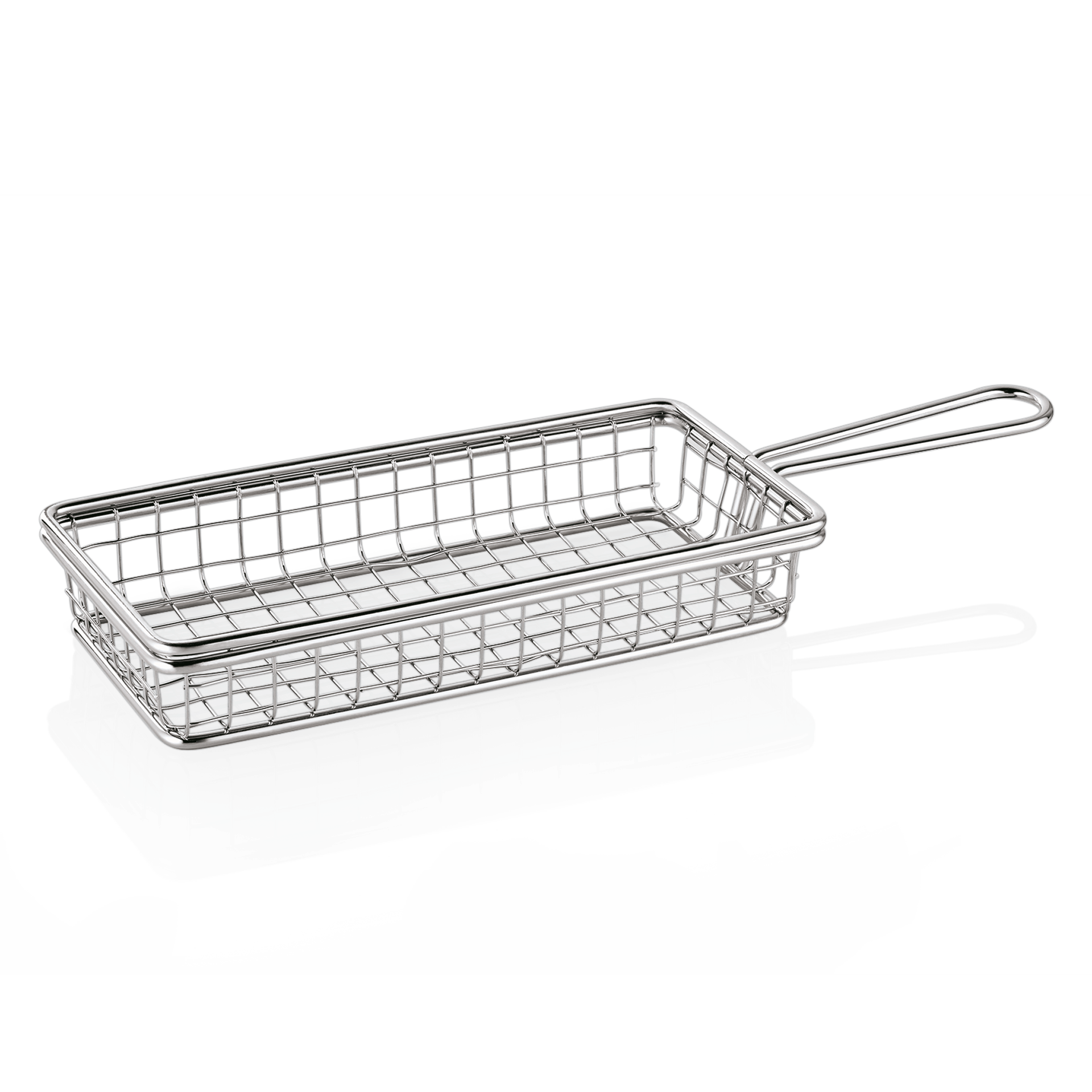 Metallkorb mit Griff für Pommes.