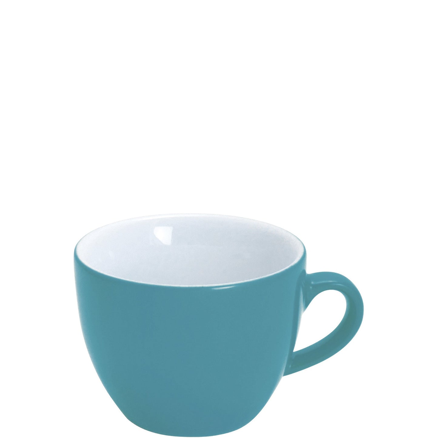Blaue Porzellantasse mit Henkel.