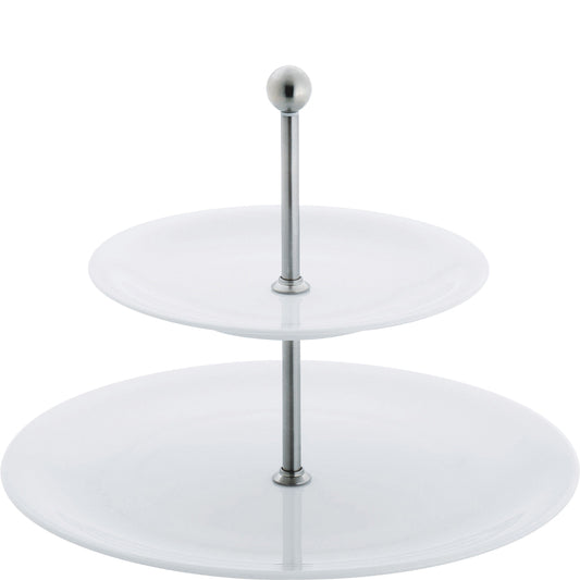 Zwei-stufige Etagere aus Porzellan.