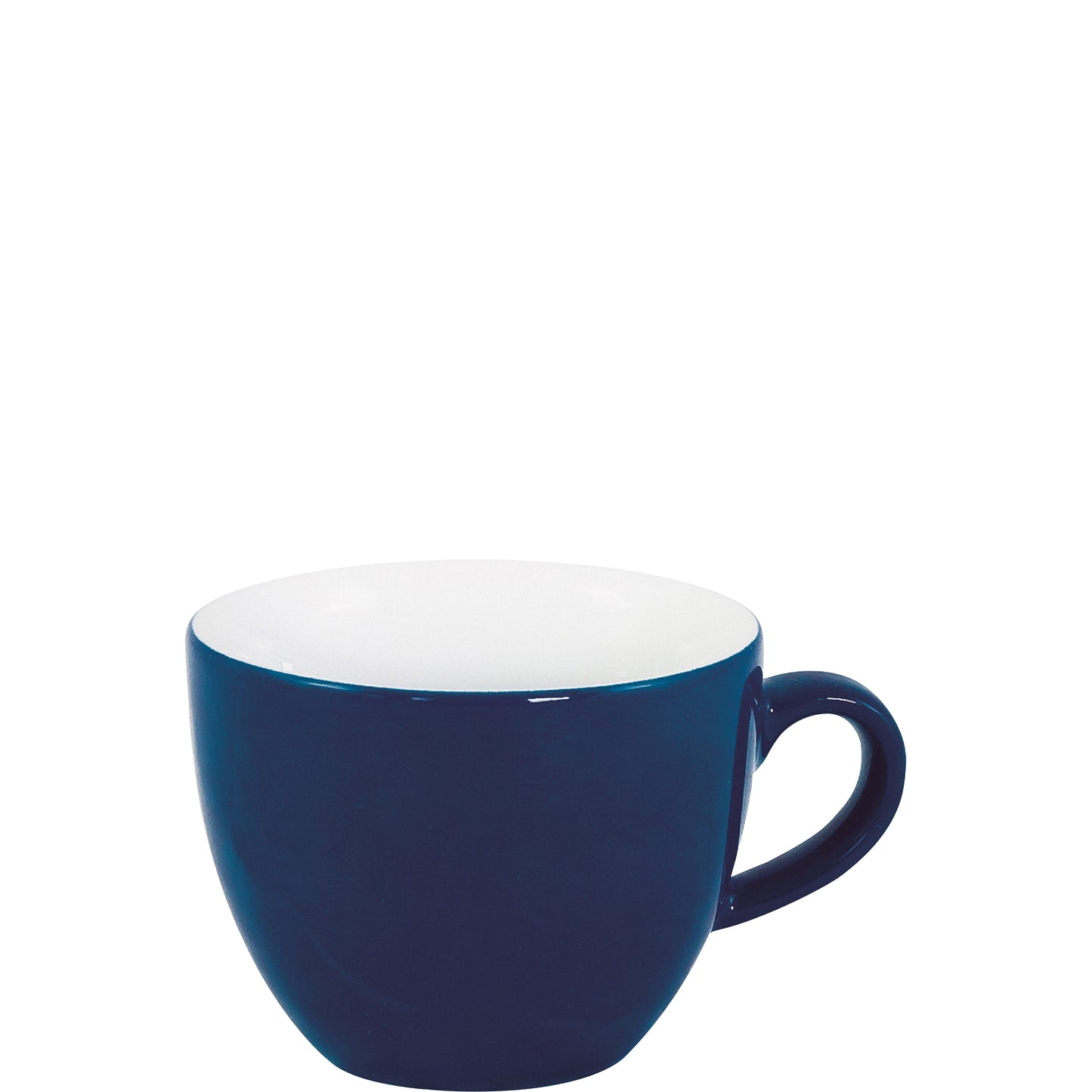 Blaue Tasse mit Henkel.