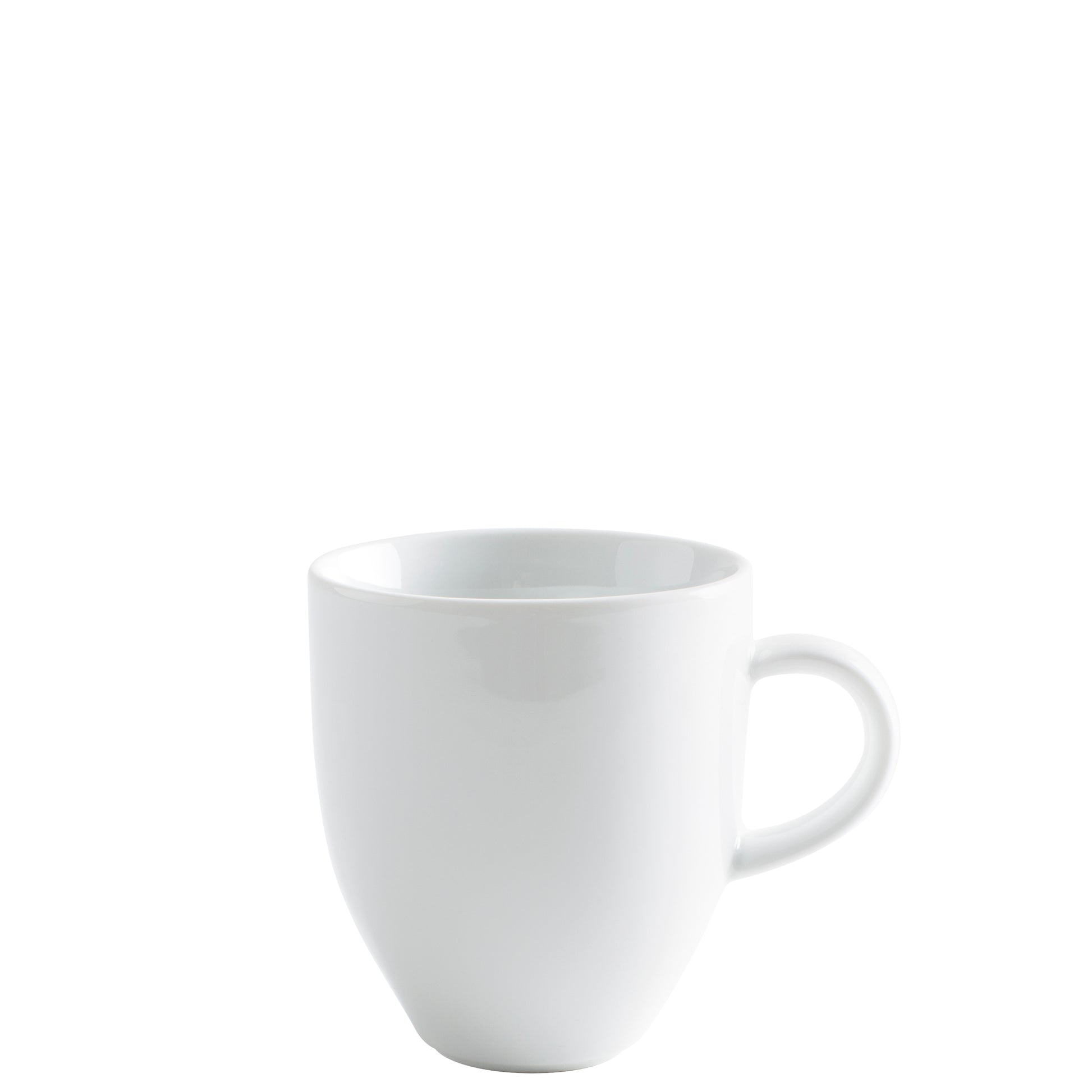 Weiße Kaffeetasse auf weißem Hintergrund