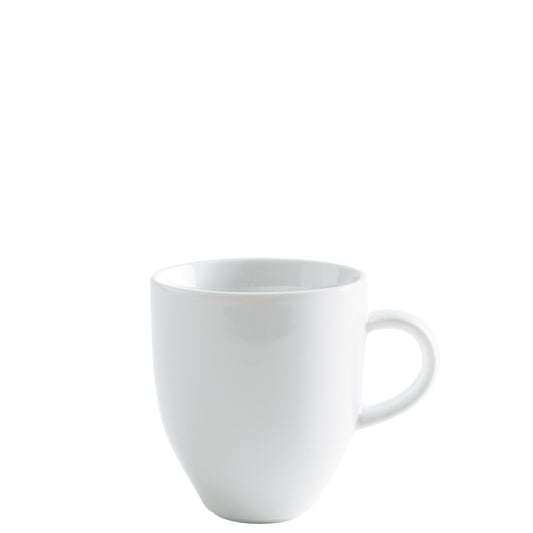 Weiße Kaffeetasse auf weißem Hintergrund