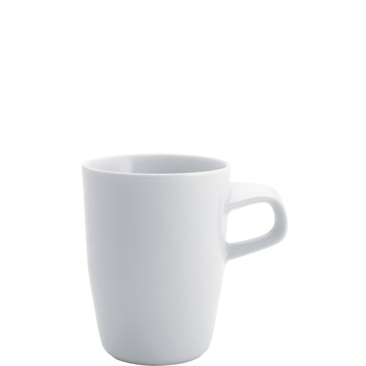 Weiße Kaffeetasse auf weißem Hintergrund