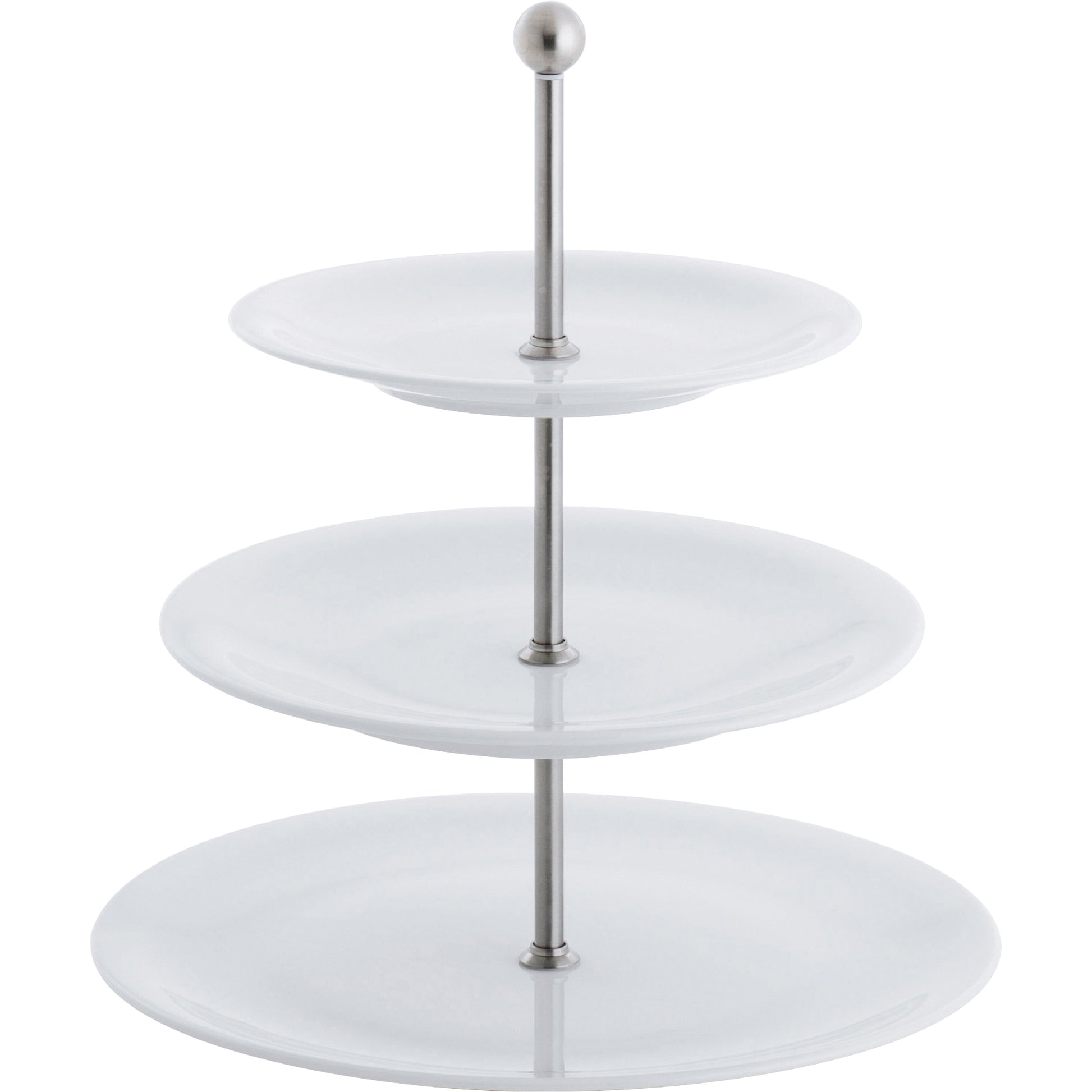 Dreistöckige Etagere aus Porzellan.