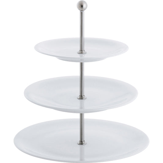 Dreistöckige Etagere aus Porzellan.