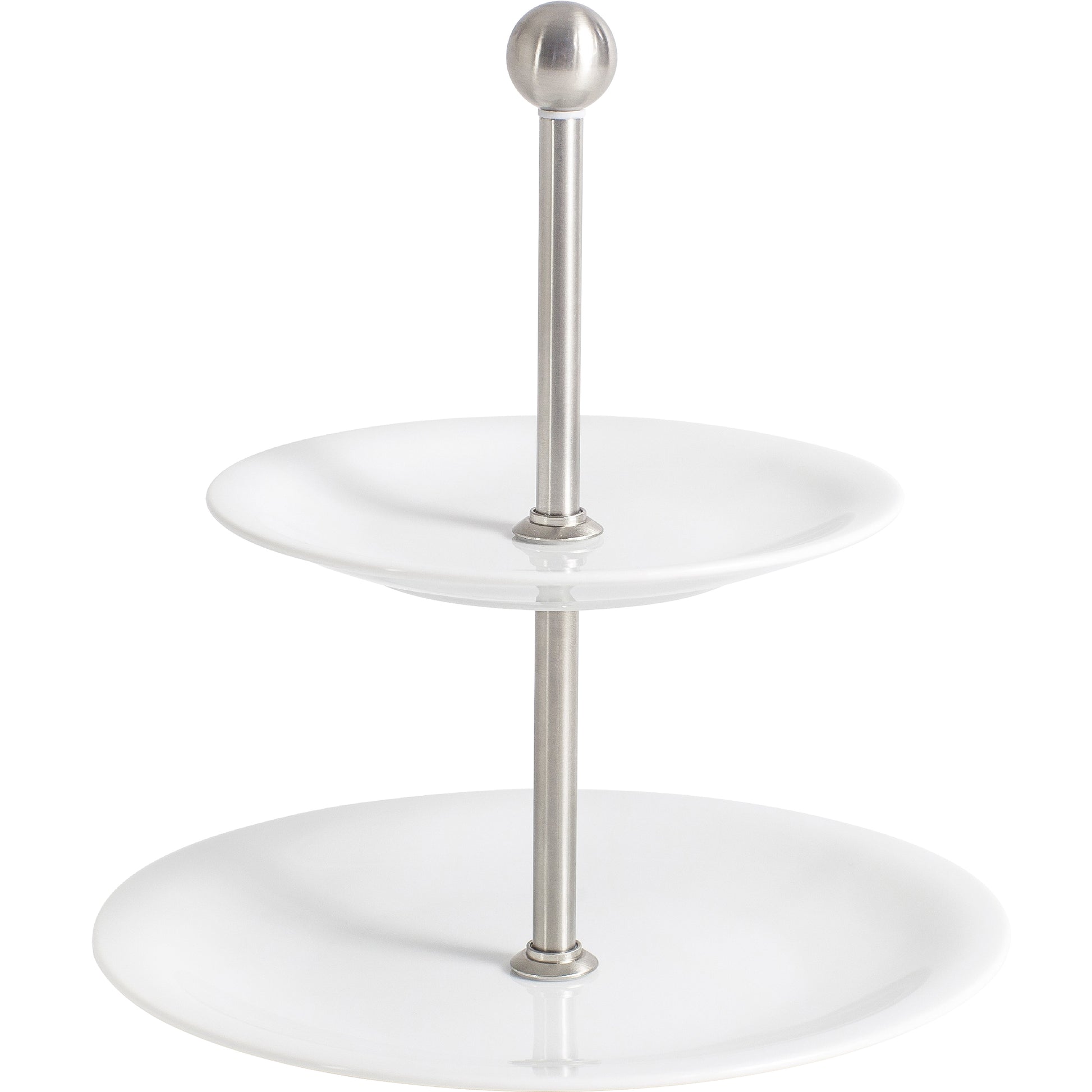 Zwei-stöckige Etagere aus Porzellan.