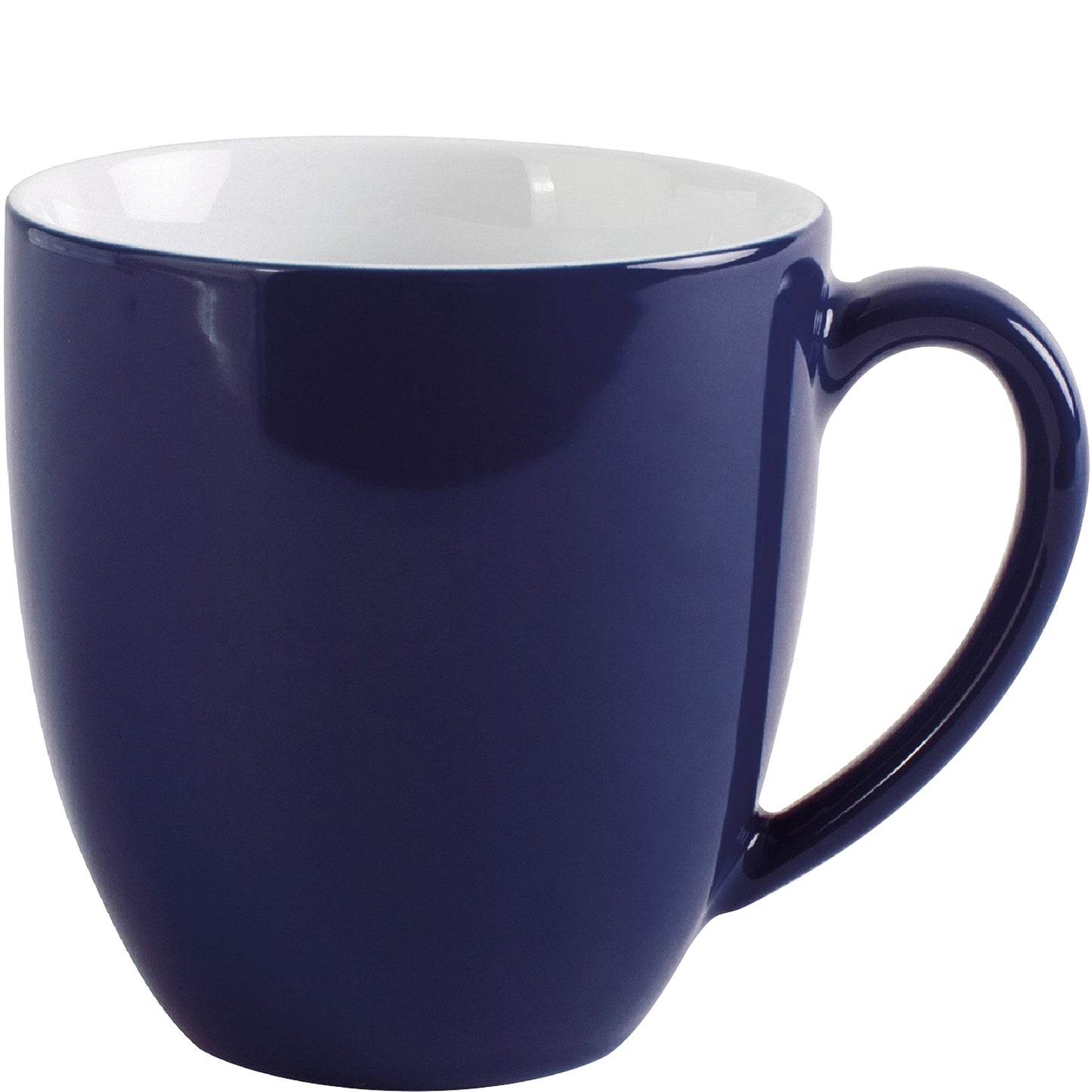 Blaue Tasse mit Henkel.