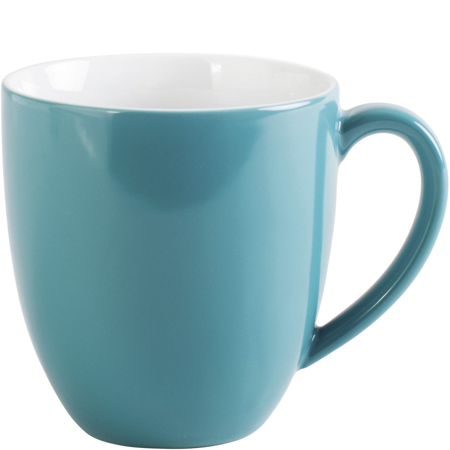 Blaue Porzellantasse mit Henkel.