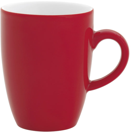 Rote Tasse mit Henkel.