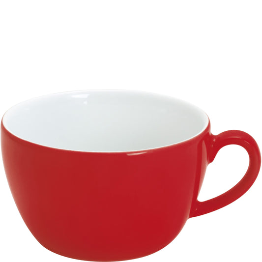 Rote Tasse mit Henkel.