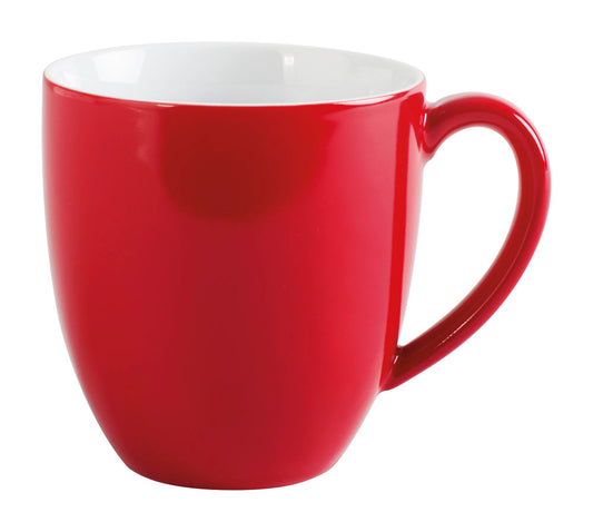 Rote Tasse mit Henkel.