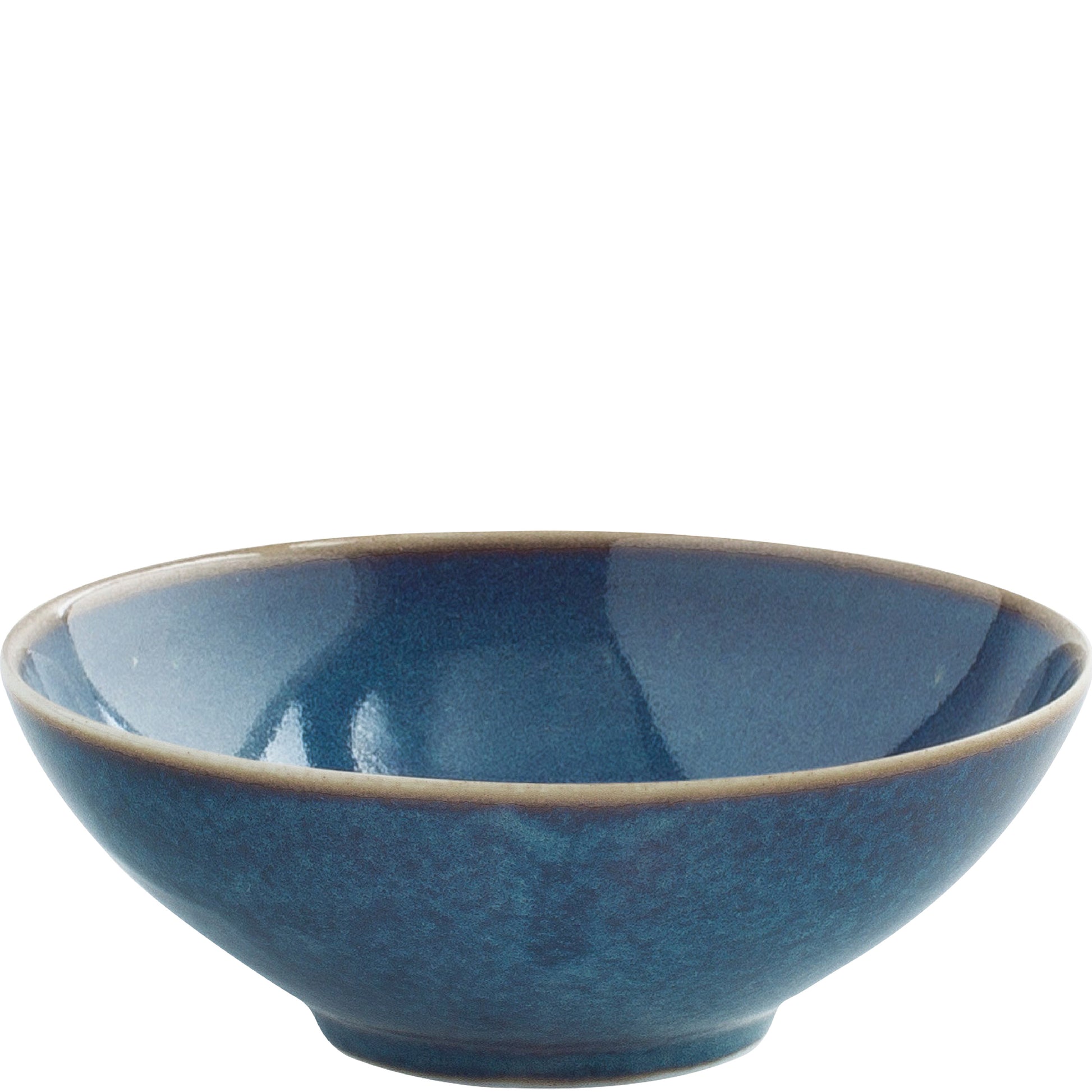 Blaue Porzellanschale mit Rand.