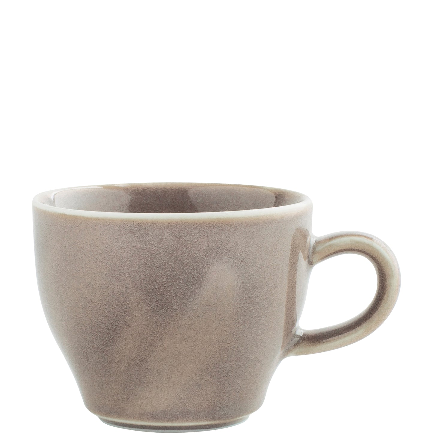Braune Keramiktasse mit Henkel.