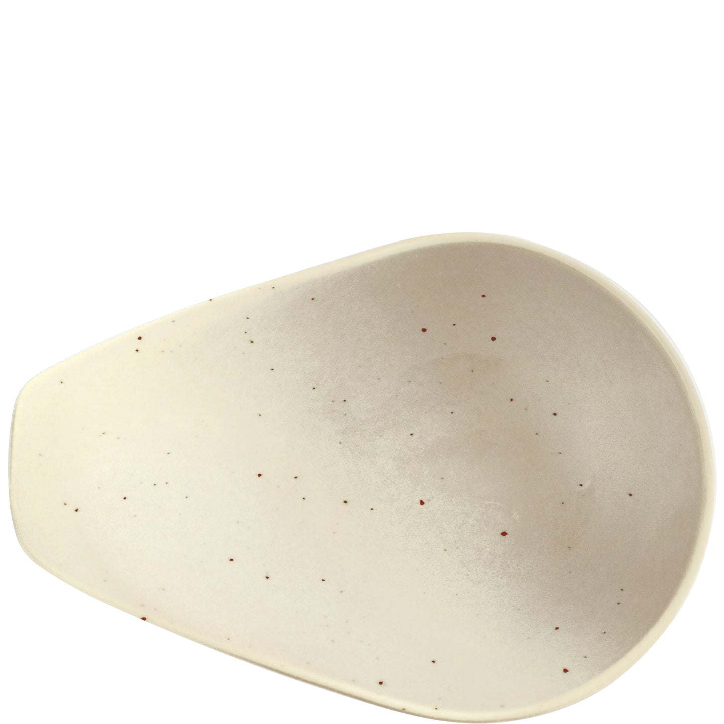 Leere, beige Schale mit roten Flecken