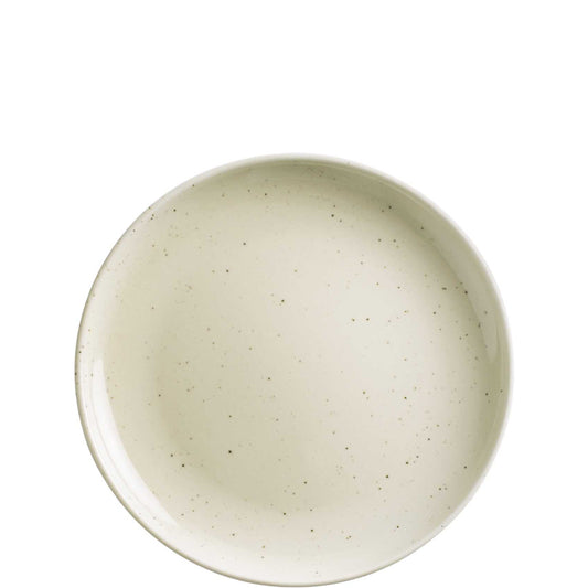 Leere weiße Schale mit schwarzen Flecken