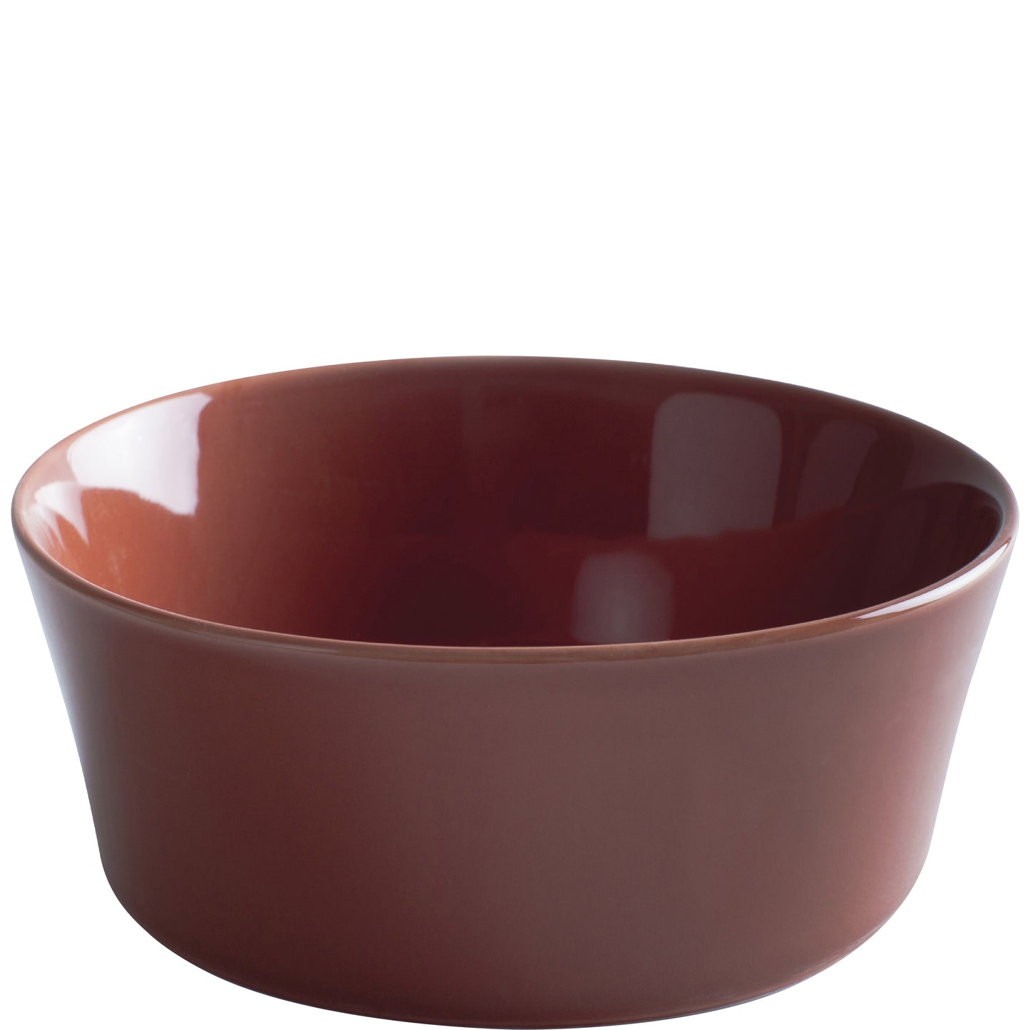 Braune Porzellanschüssel, schlichtes Design.