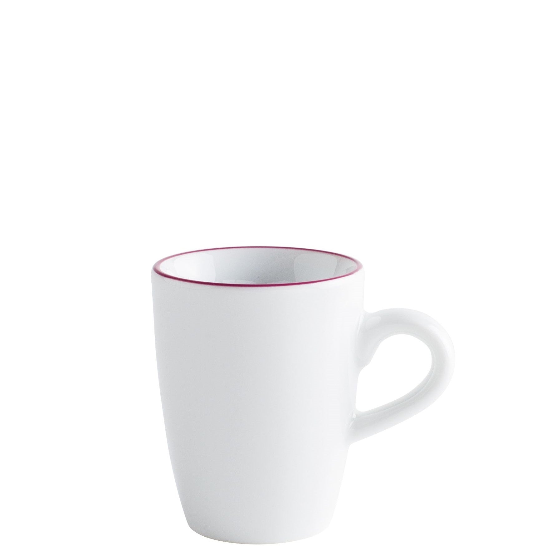 Weiße Kaffeetasse mit rotem Rand
