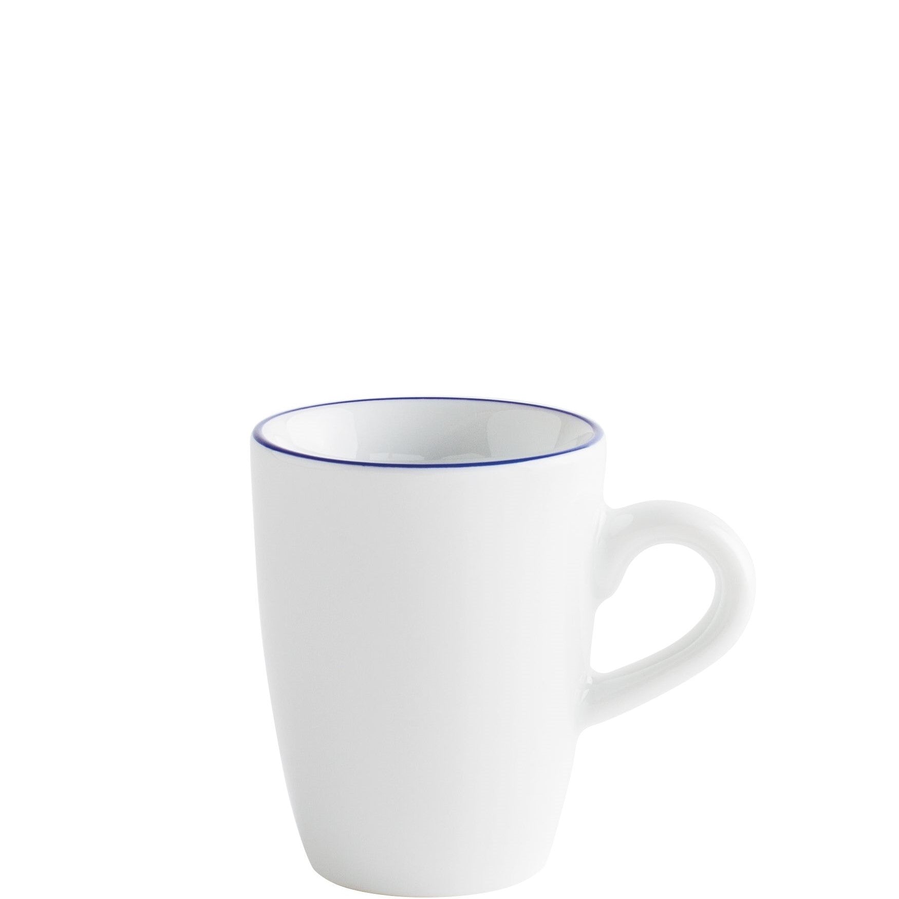 Weiße Kaffeetasse mit blauer Linie