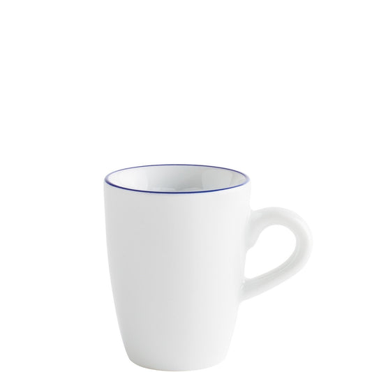 Weiße Kaffeetasse mit blauer Linie