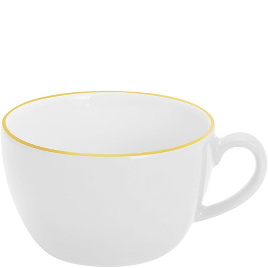 Weiße Kaffeetasse mit goldener Linie
