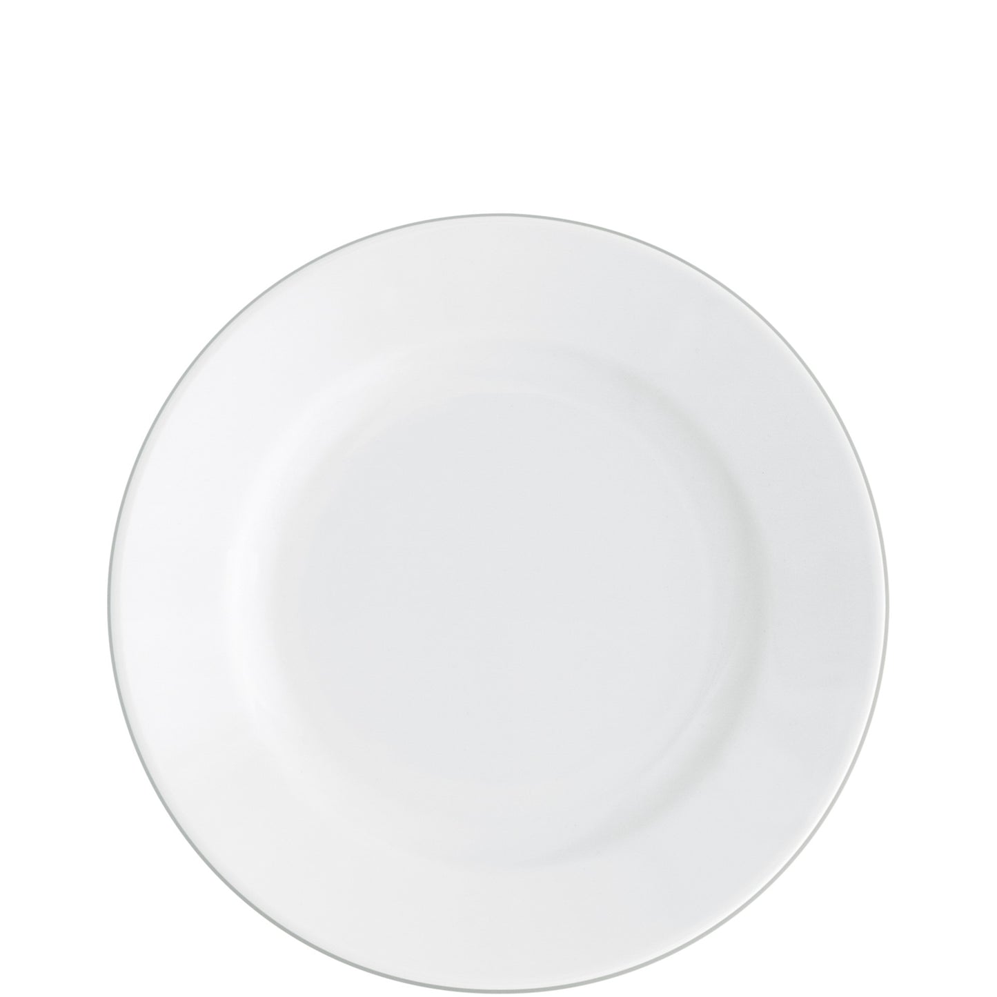 Weißer Porzellanteller, schlichtes Design.
