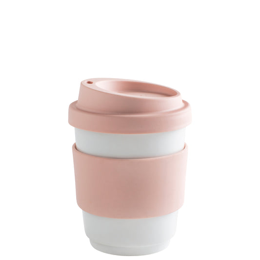 Pappbecher mit rosa Deckel
