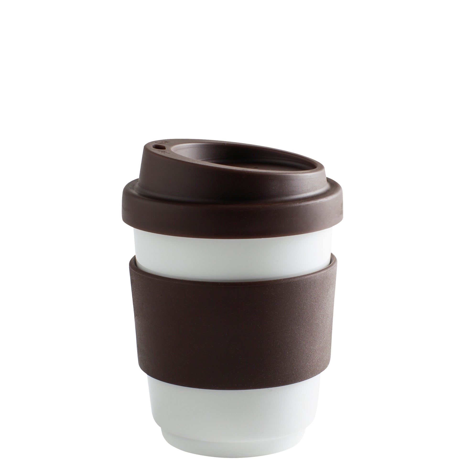 Kaffeebecher mit braunem Deckel