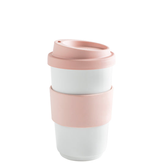 Pappbecher mit rosa Deckel