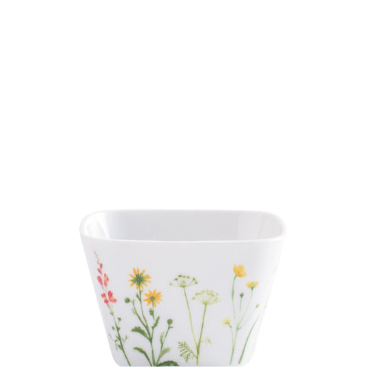 Weiße Schale mit Blumenmuster.