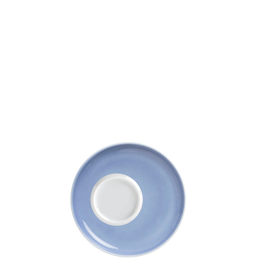 Blaue Untertasse aus Porzellan.