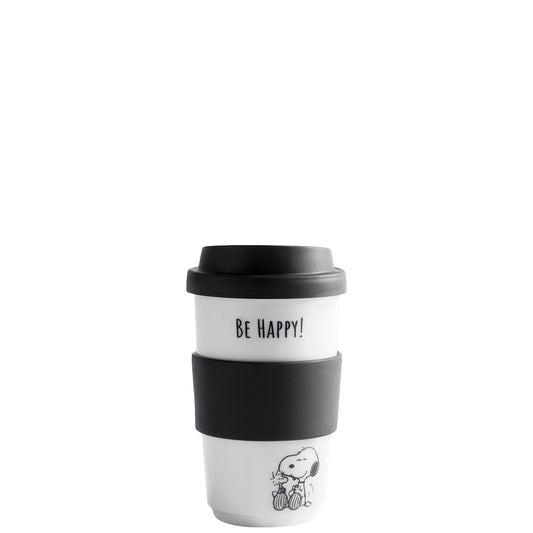Thermobecher mit Snoopy-Motiv.