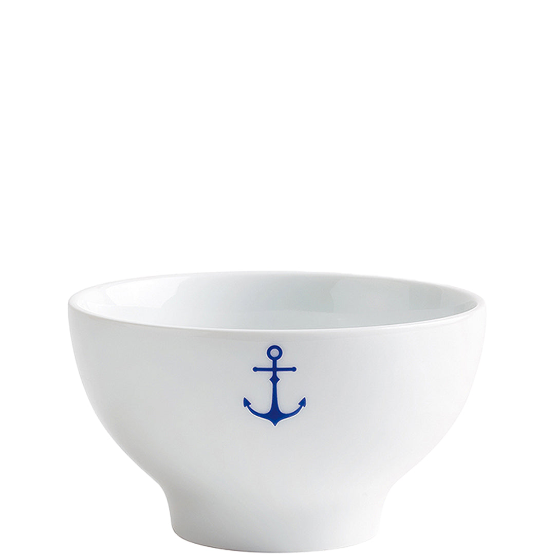 Weiße Schüssel mit blauem Anker.