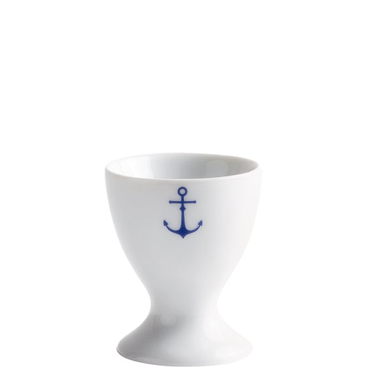 Weißer Eierbecher mit Anker.