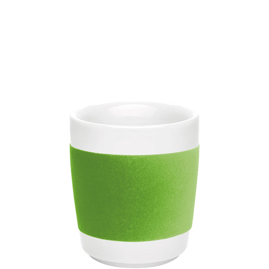 Kaffeetasse mit grün-weißem Design