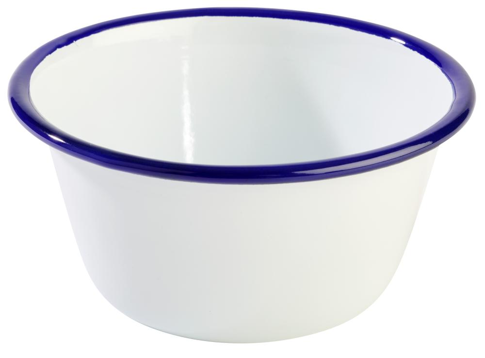 Weiße Schüssel mit blauer Kante
