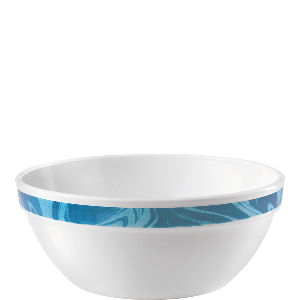 Weiße Schale mit blauem Rand