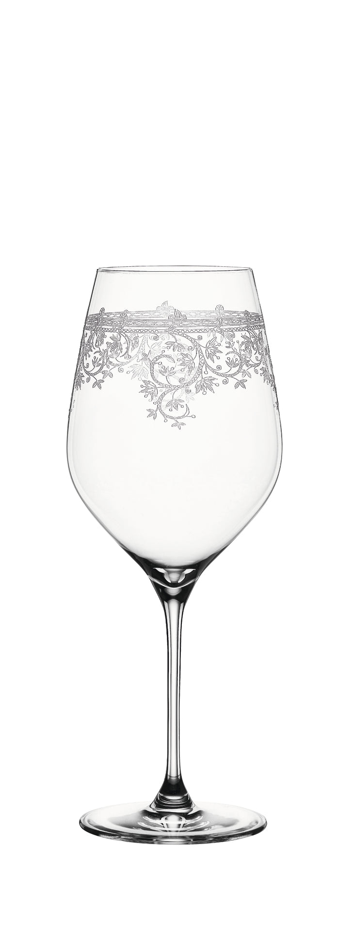 Elegantes Weinglas mit Verzierungen.