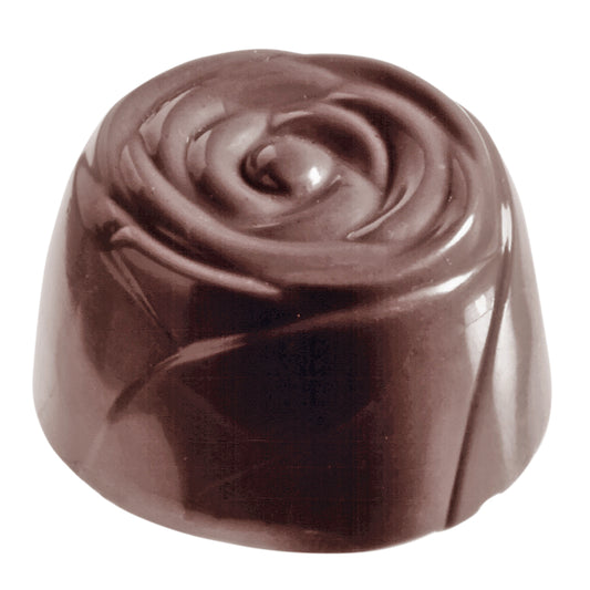 Schokoladenpraline in Rosenform.