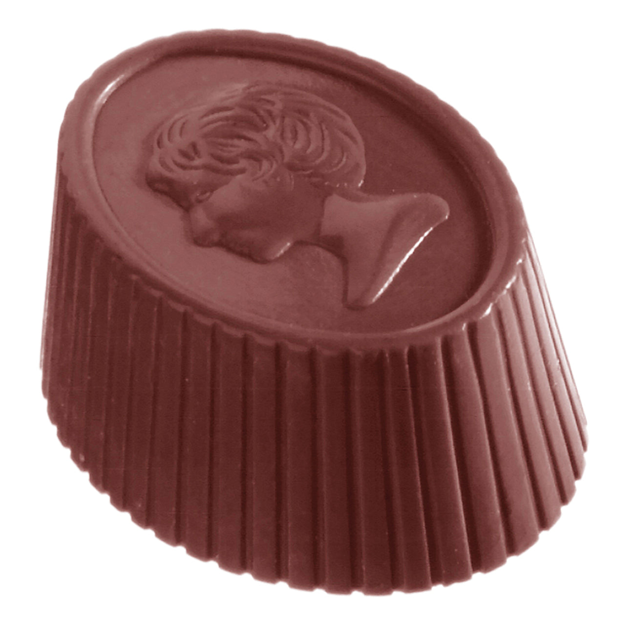 Schokoladenform mit Frauenprofil.