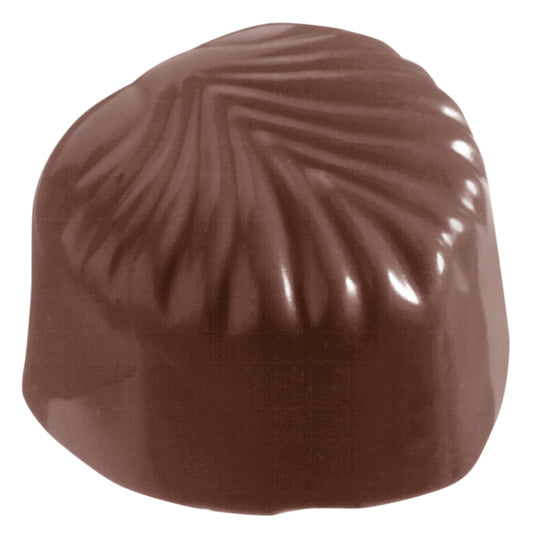 Schokoladenpraline auf weißem Hintergrund.