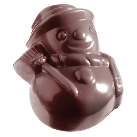 Schokoladenfigur eines Schneemanns.