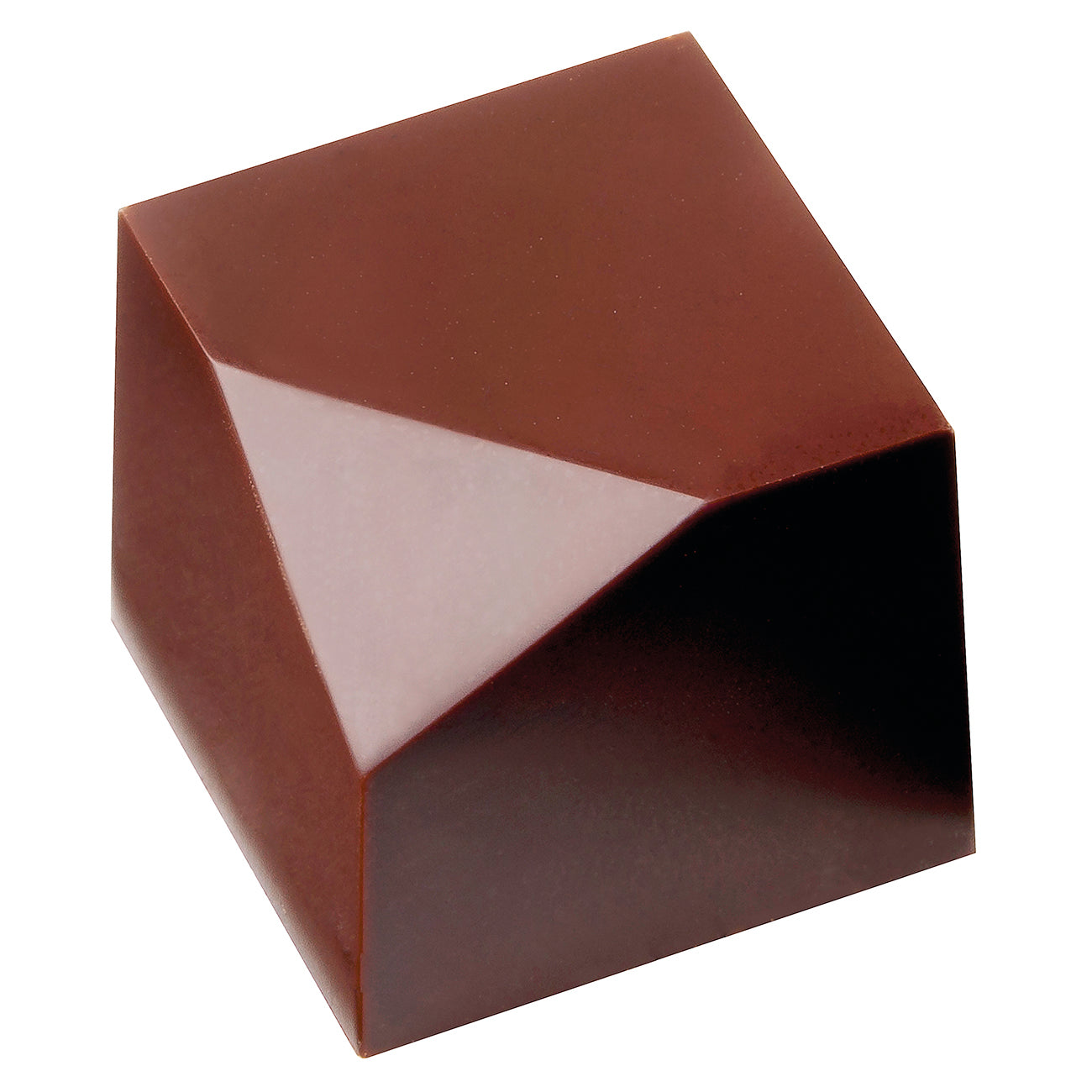 Schokoladenstück in geometrischer Form.