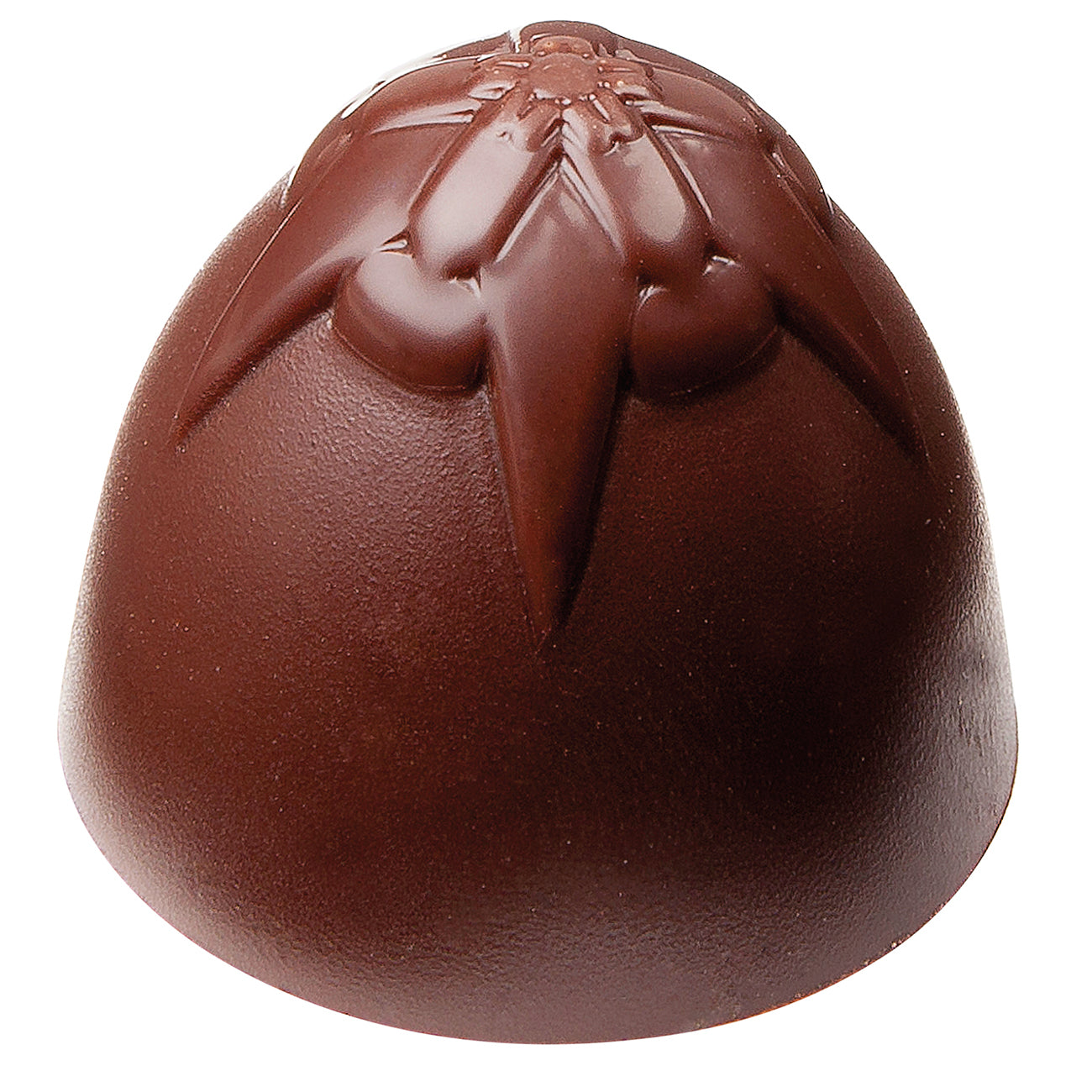 Schokoladenpraline mit dekorativem Design.