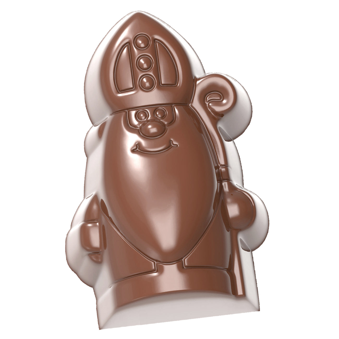 Schokoladenfigur eines Nikolaus.