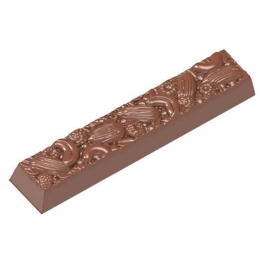 Schokoladenriegel mit dekorativem Muster.
