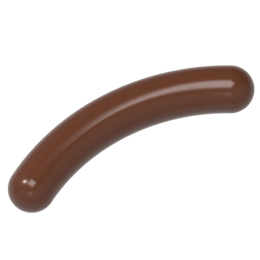 Braune Wurst auf weißem Hintergrund.