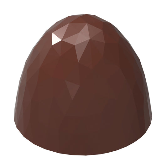 Dunkle, geometrische Schokoladenform.